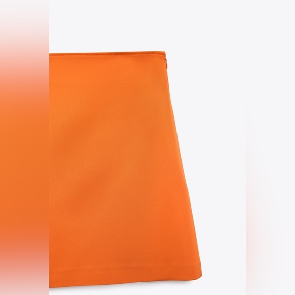 Zara Mini Skirt Women's Size Medium Bright Orange High-Waisted Flare - Picture 10 of 13